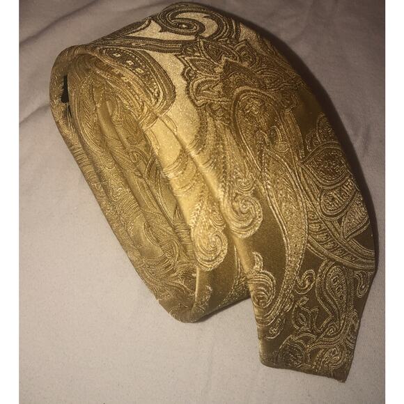 Bristol & Bull 100% Silk Geometric Paisley Design Mens Neck Tie Yellow - Picture 1 of 8